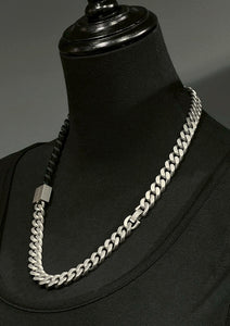 Rubber × Stainless chain necklace