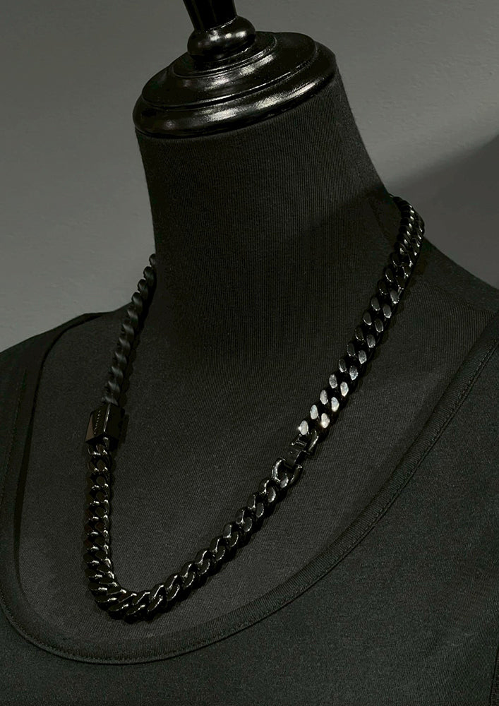 Rubber × Stainless chain necklace