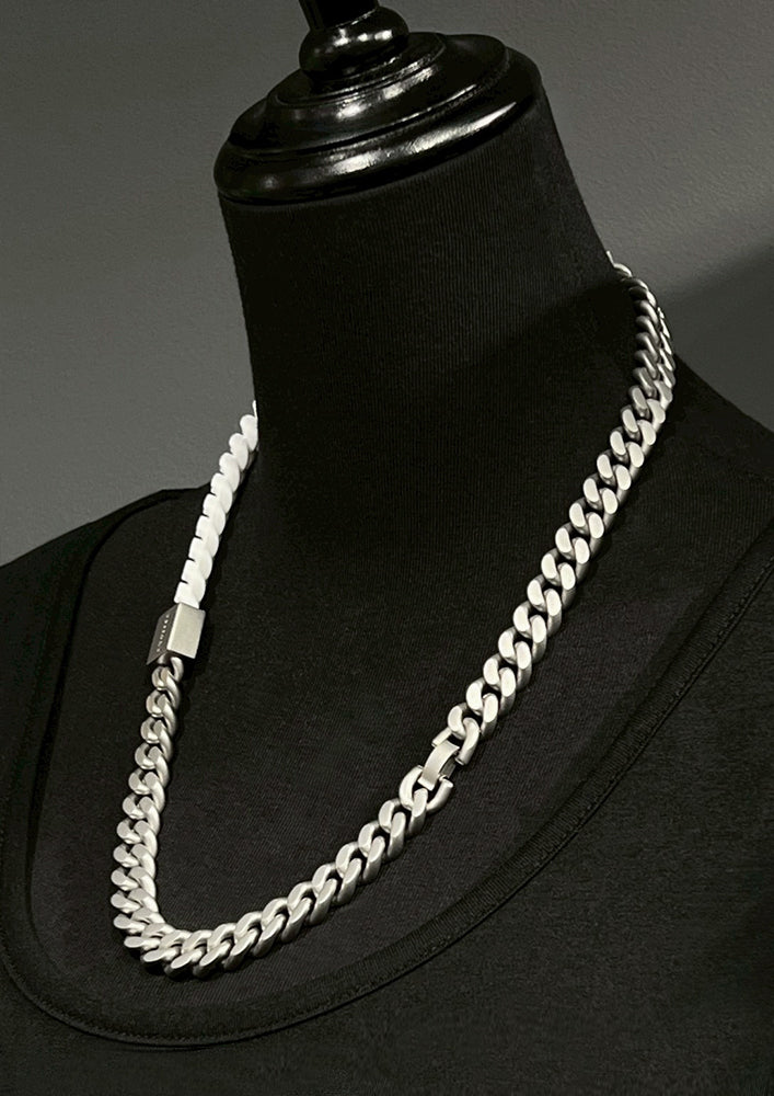 Rubber × Stainless chain necklace