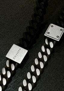 Rubber × Stainless chain necklace