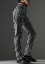 Load image into Gallery viewer, Distressed tapered denim pants
