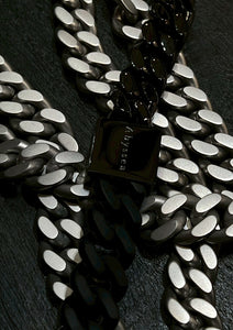 Rubber × Stainless chain necklace