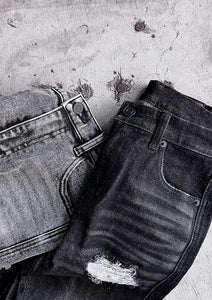 BANANA curve skinny denim pants -Black one wash crash-