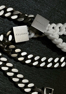 Rubber × Stainless chain necklace