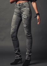 画像をギャラリービューアに読み込む, BANANA curve skinny denim pants -Grey crash-
