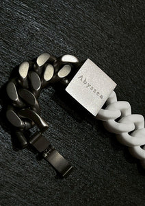 Rubber × Stainless chain necklace