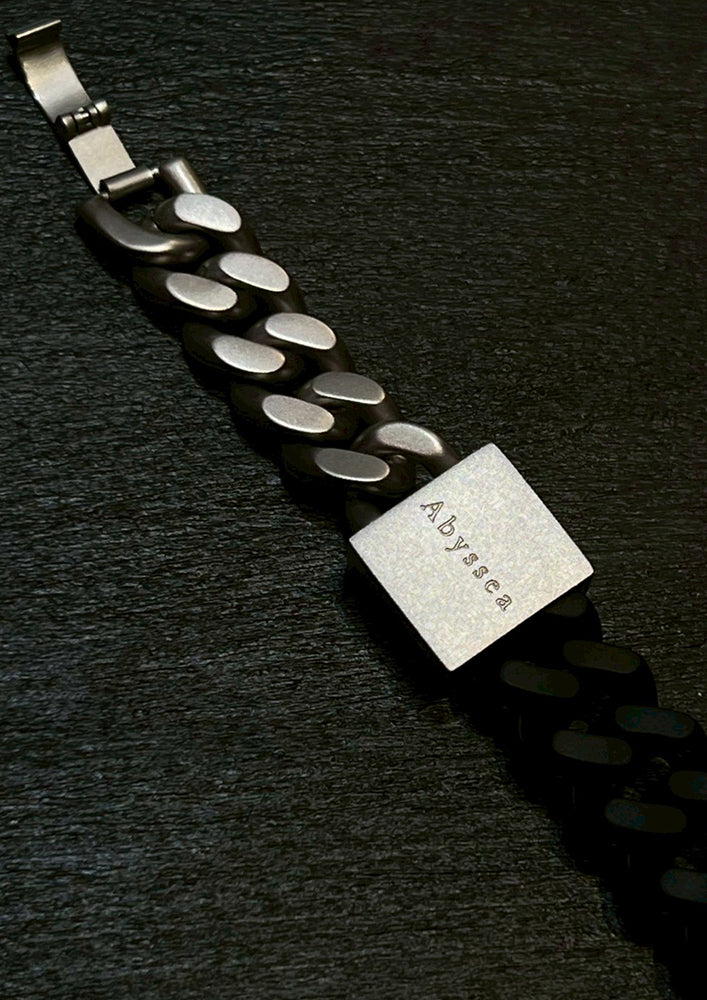 Rubber × Stainless chain necklace