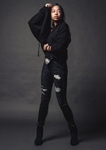 画像をギャラリービューアに読み込む, BANANA curve skinny denim pants -Black one wash crash-
