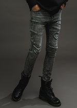 画像をギャラリービューアに読み込む, BANANA curve skinny denim pants -Grey crash-
